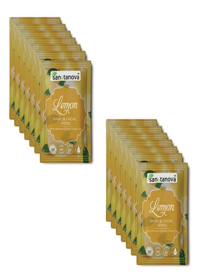SANCTANOVA Lemon Refreshing Wet Wipes for Face & Hand - Individually Wrapped | Soft Facial Wipes for Men & Women | Wet Wipes for Face Cleaning & Daily Use | Wipes (50 Count) - Image 1