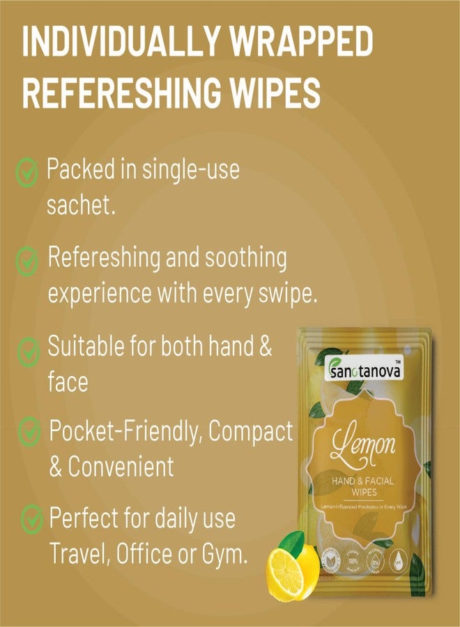 SANCTANOVA Lemon Refreshing Wet Wipes for Face & Hand - Individually Wrapped | Soft Facial Wipes for Men & Women | Wet Wipes for Face Cleaning & Daily Use | Wipes (50 Count) - Image 5