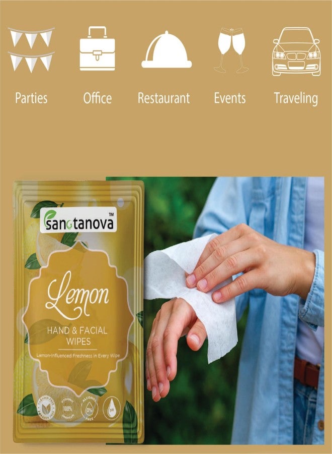 SANCTANOVA Lemon Refreshing Wet Wipes for Face & Hand - Individually Wrapped | Soft Facial Wipes for Men & Women | Wet Wipes for Face Cleaning & Daily Use | Wipes (50 Count) - Image 3