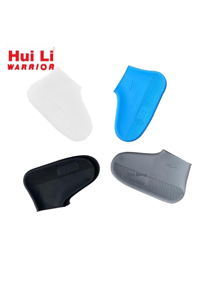 Pull Back Warrior Rain Shoe Covers, Silicone Non-Slip Thickened, For Men Women And Children, Waterproof Rain Boots, Water Shoes, Hl1001, White, Size L - Image 1