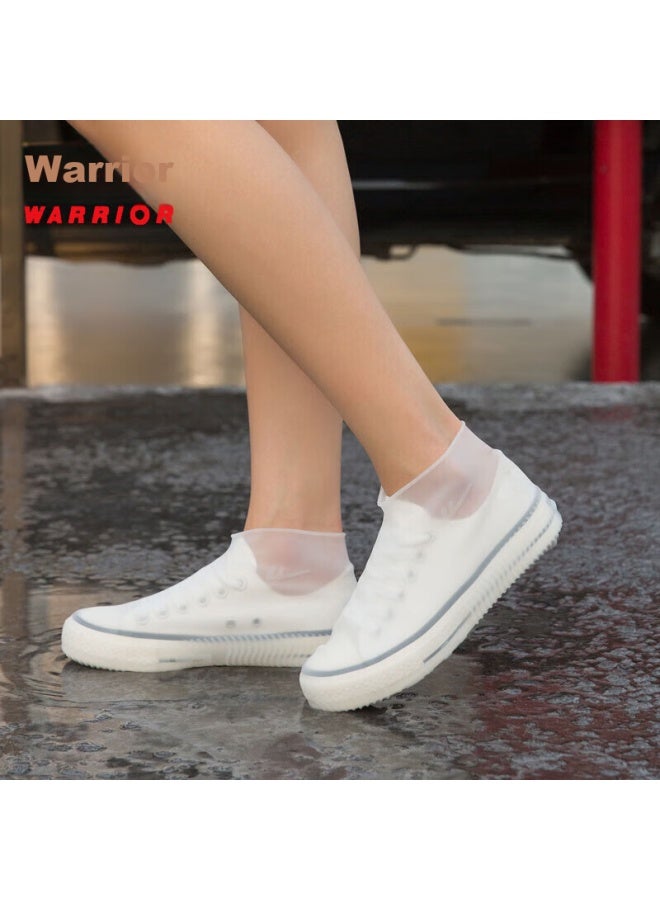 Pull Back Warrior Rain Shoe Covers, Silicone Non-Slip Thickened, For Men Women And Children, Waterproof Rain Boots, Water Shoes, Hl1001, White, Size L - Image 2