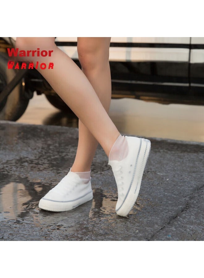 Pull Back Warrior Rain Shoe Covers, Silicone Non-Slip Thickened, For Men Women And Children, Waterproof Rain Boots, Water Shoes, Hl1001, White, Size L - Image 3