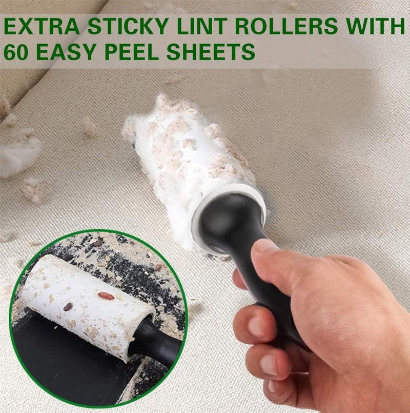Lint Roller - 6 Refills 360 Sheets - Super Sticky Pet Hair Remover Kit - Carpet - Car Seats - Long&Lasting Durable - Lint Brush Dog Hair Roller - Lint Remover for Clothes - Furniture (Gree - Image 3
