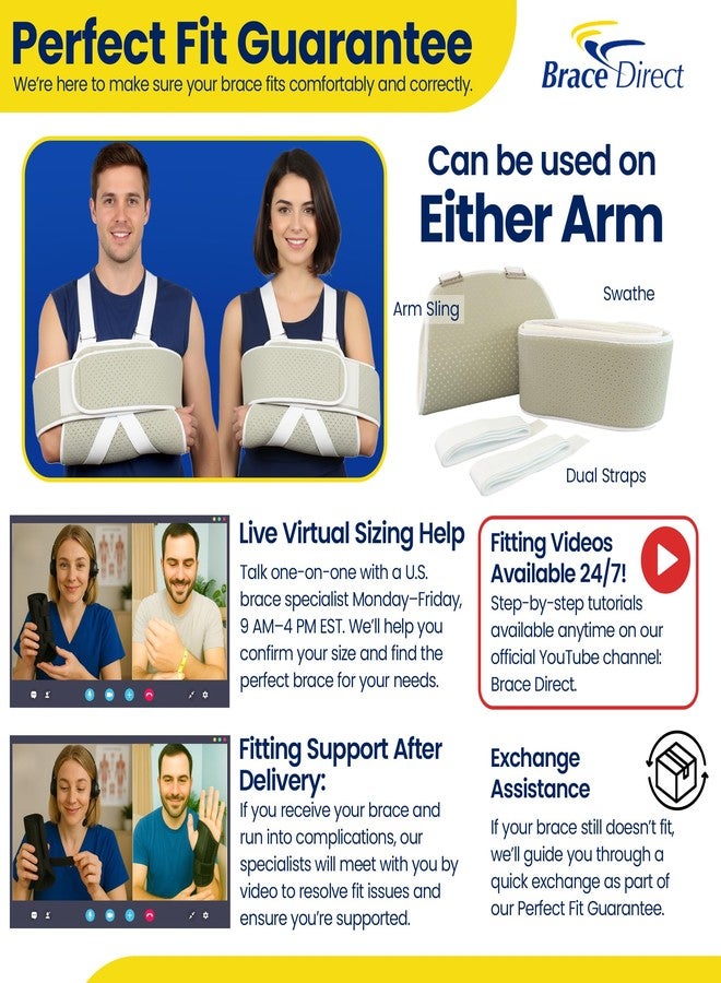 Brace Direct Adjustable Foam Arm Sling Shoulder Immobilizer for Rotator Cuff Repair, Post Op Recovery, Dislocations, Fractures & Shoulder Injuries (OSFM) - Image 3