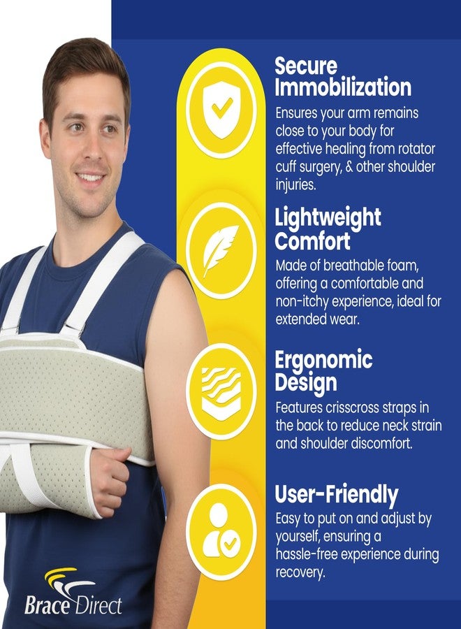 Brace Direct Adjustable Foam Arm Sling Shoulder Immobilizer for Rotator Cuff Repair, Post Op Recovery, Dislocations, Fractures & Shoulder Injuries (OSFM) - Image 2