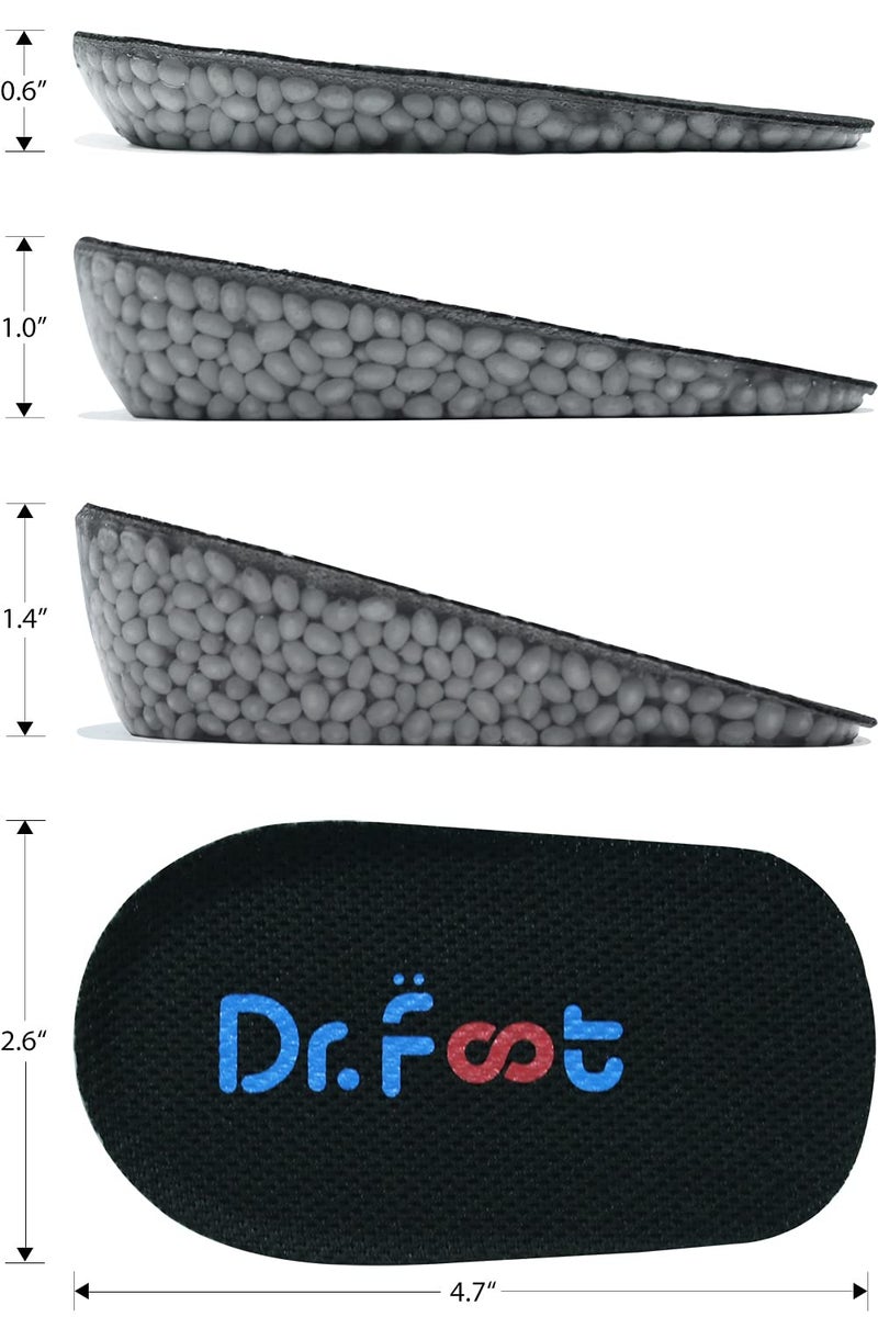 Dr.Foot Dr. Foot's Height Increase Insoles, Heel Cushion Inserts, Heel Lift Inserts for Leg Length Discrepancies (Small (0.5" Height) | Black) - Image 5