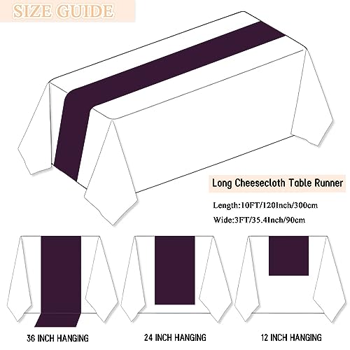 PATYDEST Purple Cheesecloth Table Runner 10FT Cheesecloth Runners for Tables Rustic Gauze Table Runner Cheese Cloth Fabric Wedding Gauze Table Runners Boho Halloween Table Decor for Bridal Shower - Image 5