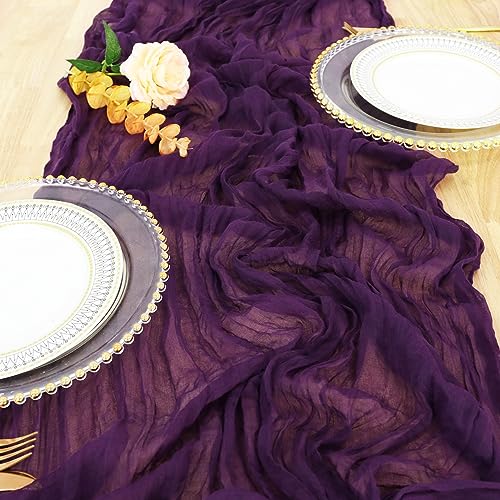 PATYDEST Purple Cheesecloth Table Runner 10FT Cheesecloth Runners for Tables Rustic Gauze Table Runner Cheese Cloth Fabric Wedding Gauze Table Runners Boho Halloween Table Decor for Bridal Shower - Image 3