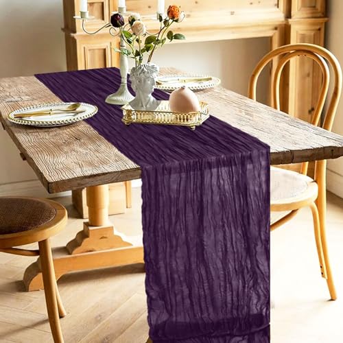 PATYDEST Purple Cheesecloth Table Runner 10FT Cheesecloth Runners for Tables Rustic Gauze Table Runner Cheese Cloth Fabric Wedding Gauze Table Runners Boho Halloween Table Decor for Bridal Shower - Image 4