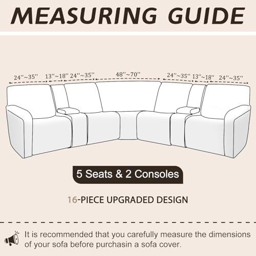Arfntevss Sectional Recliner Couch Covers Velvet Washable Corner Sectional Sofa Cover for Reclining Couch Stretch Soft Thick L Shape Recliner Slipcover Set 5 Seat with 2 Console Cover Middle Gray - Image 3