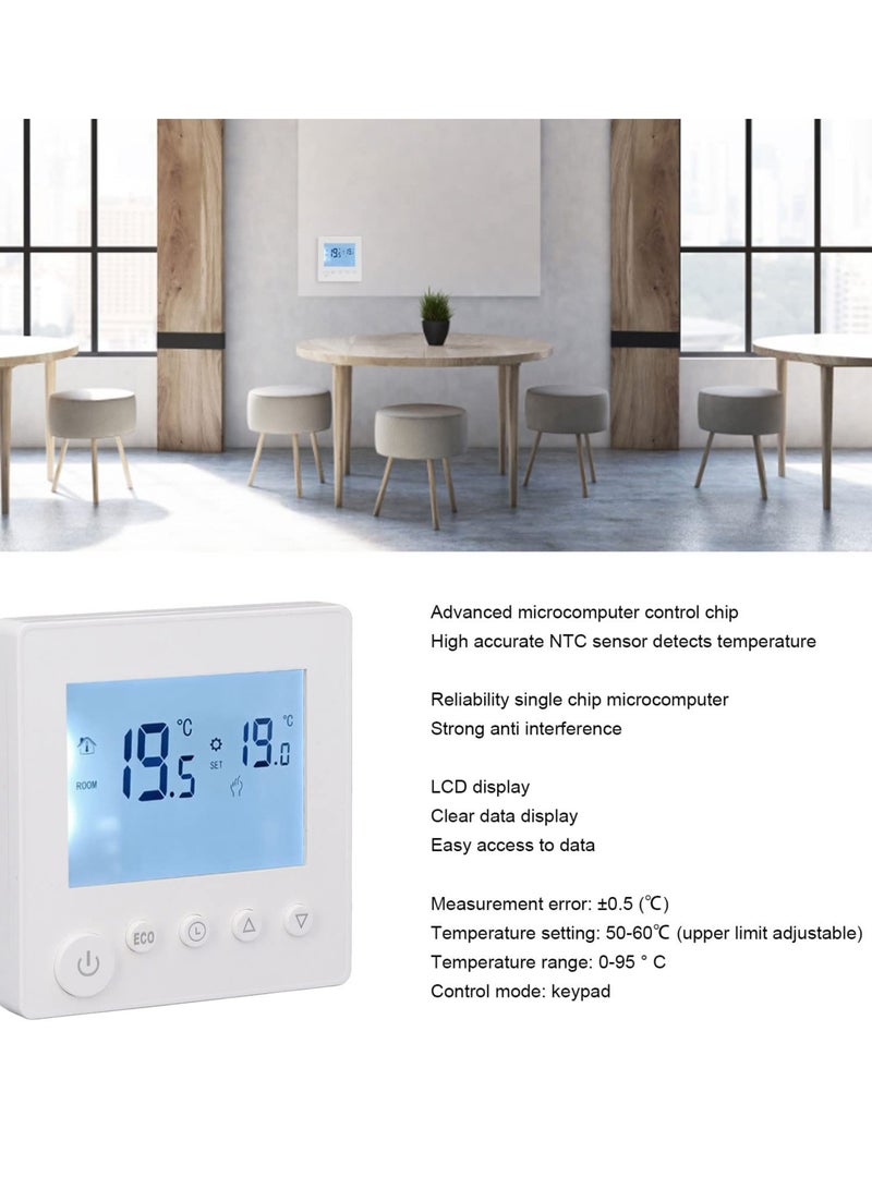 Zikra Smart Thermostat, 16A LCD Display Non Programmable Thermostat for Home, Digital Thermostat with NTC Temperature Sensor, 2 Wire Thermostat for Heat Control, Ideal for Smart Home - Image 3