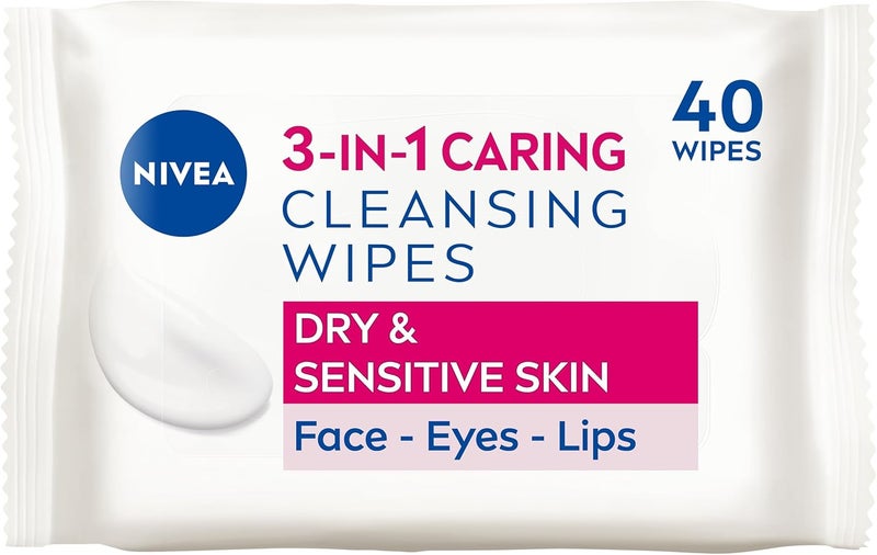 NIVEA Biodegradable Cleansing Wipes Dry Skin 40 sheets Biodegradable Wipes made from 100 Plant Fibres MakeUp Wipes Face Wipes Makeup Remover Pack of 4