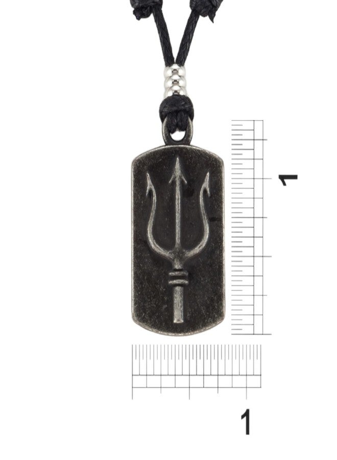 BlueRica Trident Dog Tag on Adjustable Black Cord Necklace - Image 4