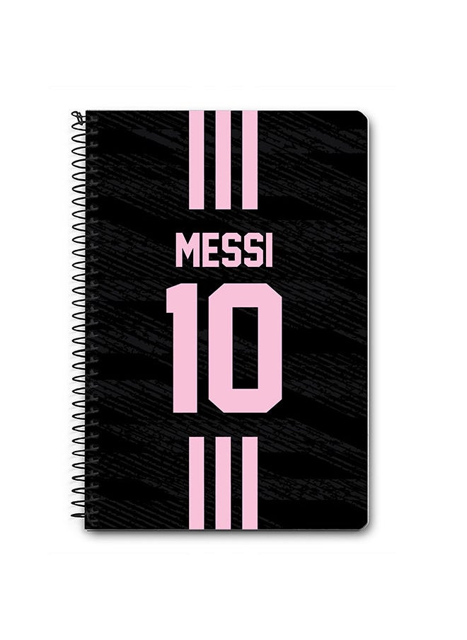 Stylizedd - Stylizedd Designer A5 Spiral Notebook Memo Notepad Journal -  Football Player Name - Messi Jersey no 10 Design B - Image 1