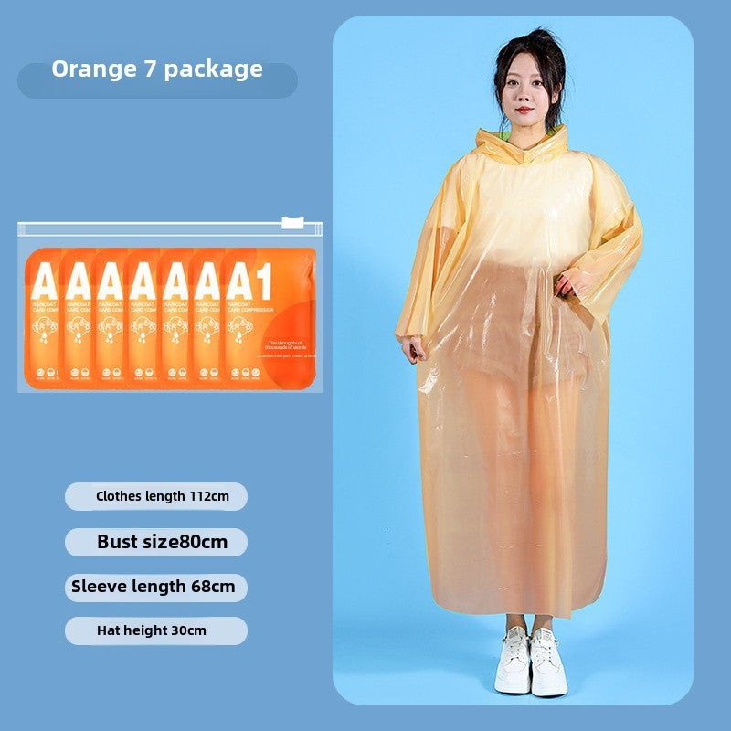 Generic Card Raincoat Hiking Portable Adult Full Body Disposable Raincoat Thickened Long Explosion-Proof Rain Poncho ORANGE