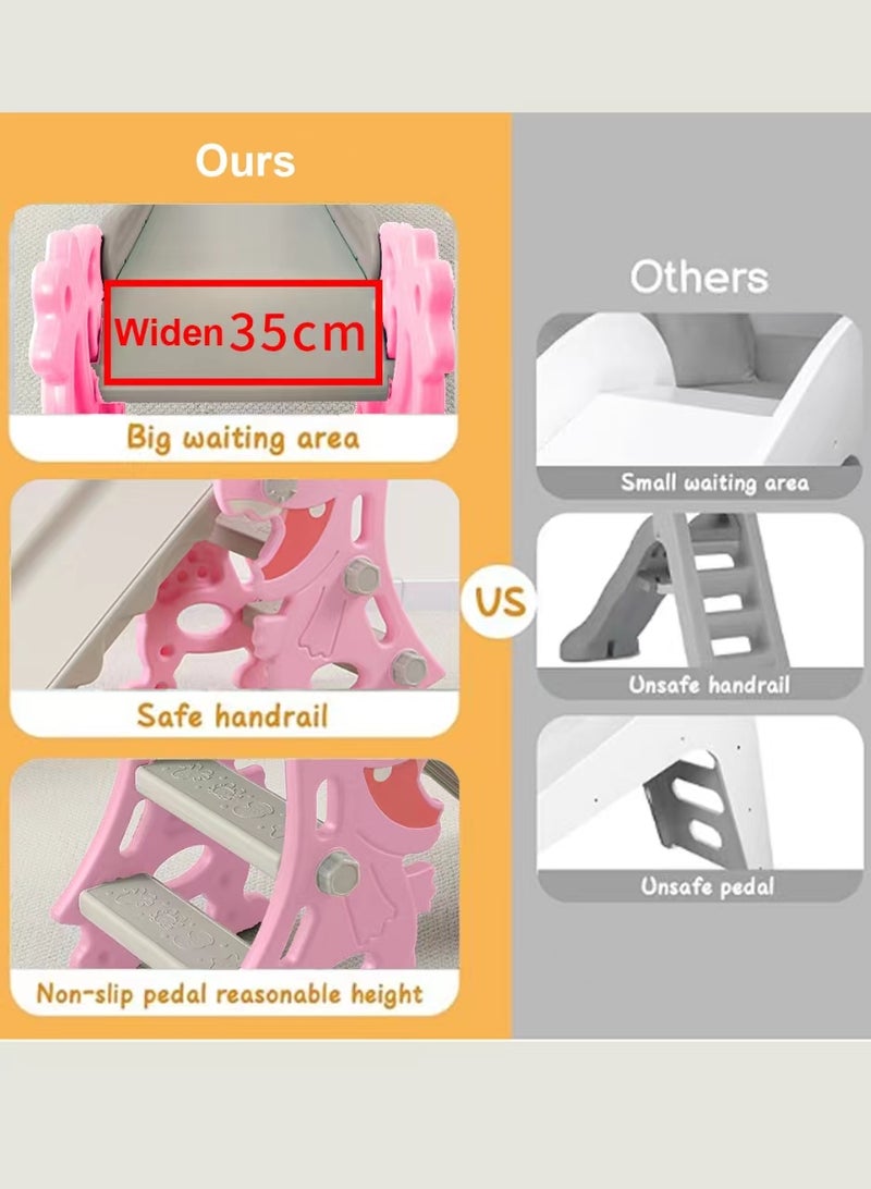 MaBaby شريحة أطفال منزلية صغيرة للأطفال الصغار قابلة للطي في الأماكن المغلقة، منزلق قائم بذاته، سهلة التجميع للأطفال، مجموعة لعب متسلقة، لعبة متسلق قائمة بذاتها، حلقة كرة السلة للأطفال الصغار - Image 3