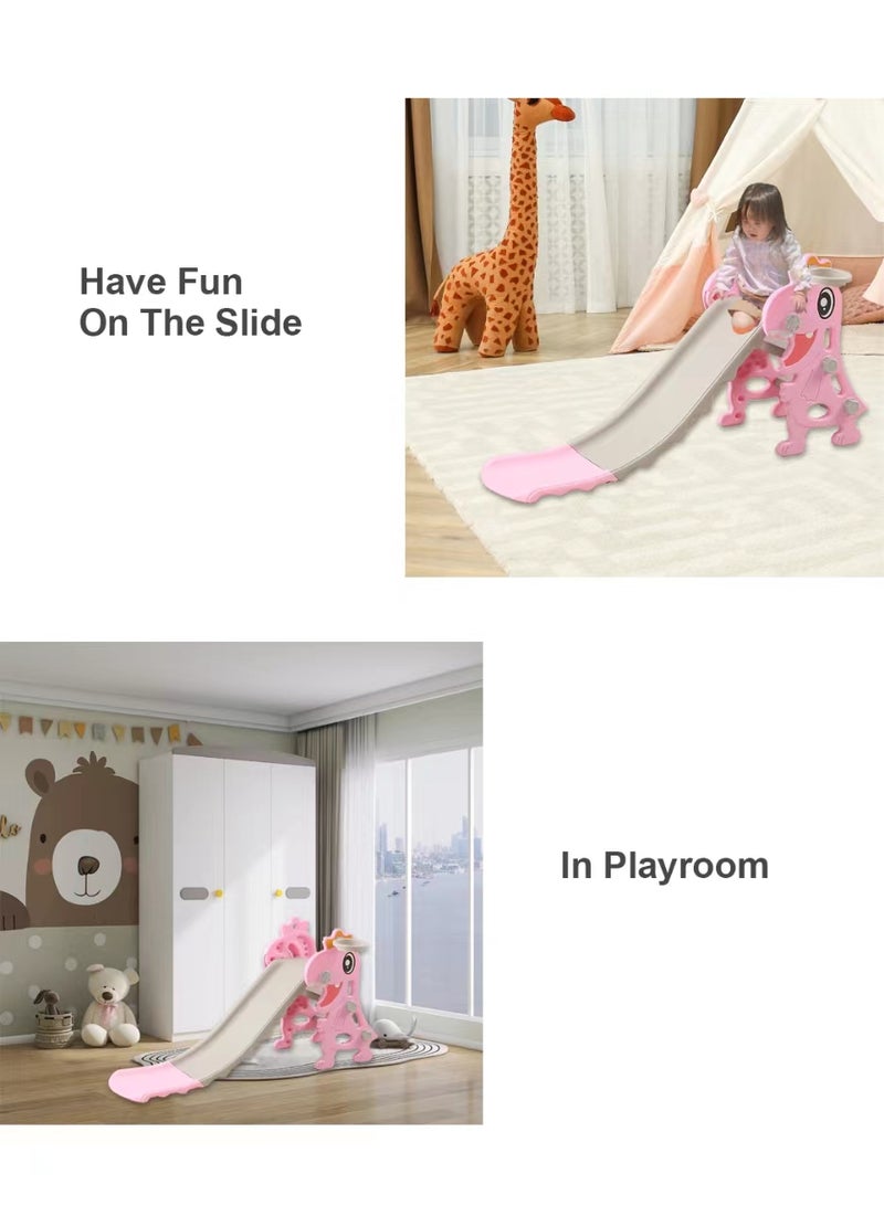 MaBaby شريحة أطفال منزلية صغيرة للأطفال الصغار قابلة للطي في الأماكن المغلقة، منزلق قائم بذاته، سهلة التجميع للأطفال، مجموعة لعب متسلقة، لعبة متسلق قائمة بذاتها، حلقة كرة السلة للأطفال الصغار - Image 2