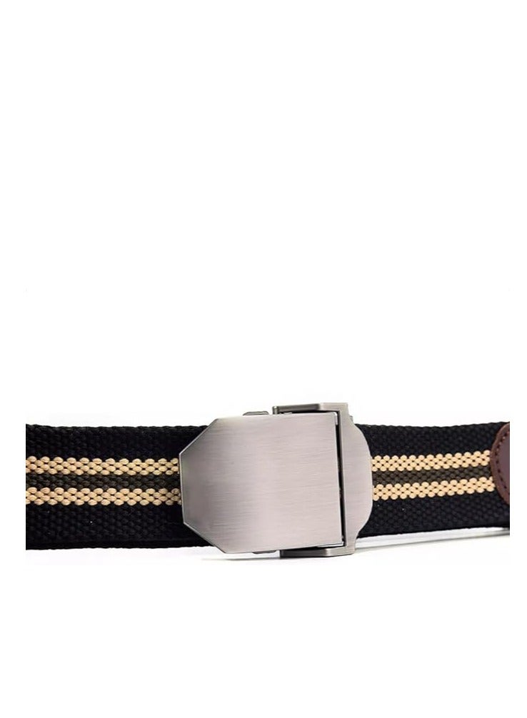 Tango Men's Canvas Webbing Belt - Military Style - Tactical Belt with Metal Buckle - Adjustable Strap to Make Comfortable Fit. (Stripe Black) - Image 3