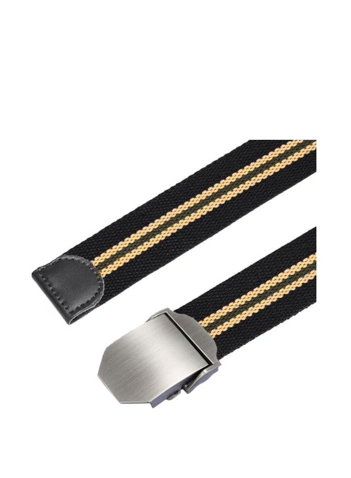 Tango Men's Canvas Webbing Belt - Military Style - Tactical Belt with Metal Buckle - Adjustable Strap to Make Comfortable Fit. (Stripe Black) - Image 4