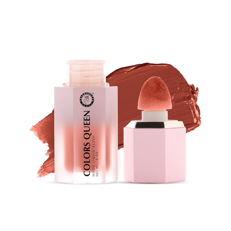 COLORS QUEEN Colors Queen Matte Liquid Blush  Highly Pigmented Liquid Blush  Smooth Texture  Long Lasting  Lightweight Blusher for Face Eye  Lips with Sponge Tip Applicator 02  Love 65g - Image 1