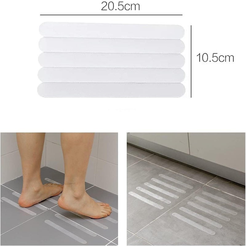 FLOXIT NonSlip Transparent Shower Strips Treads Transparent Tubs Mat for Bathroom Shower Strips Appliques Adhesive for Boat Pool Stairs Steps Pack of 30 - Image 2