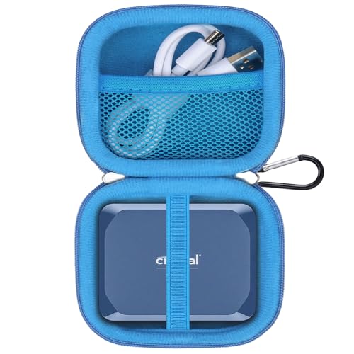Lacdo Hard Drive Carrying Case for Crucial X10 / Crucial X9 / X9 Pro / X10 Pro Portable SSD 1TB 2TB 4TB 6TB 8TB External Solid State Drive, Hard EVA Shockproof Water Repellent Storage Travel Bag, Blue - Image 1