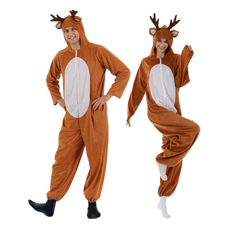 EraSpooky Christmas Reindeer Adult Costume Unisex Deer Animal Onesie Party Jumpsuit XLarge