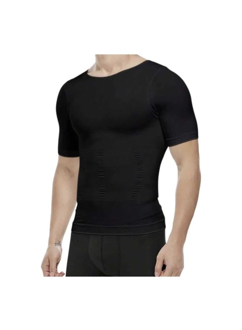 Men's Compression Vest For Concealing Gynecomastia, Bosture Support Vest To Tighten And Shape The Abdomen And Chest, Black, Size - Image 1