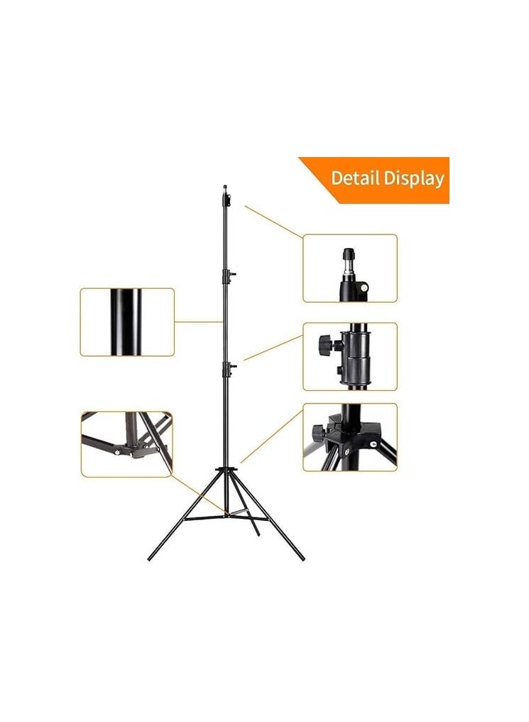1.8m Portable Tripod Stand – Foldable Light Stand with Phone Holder and Mount for Flash, Umbrella, and Studio Lighting (Black) - Image 3