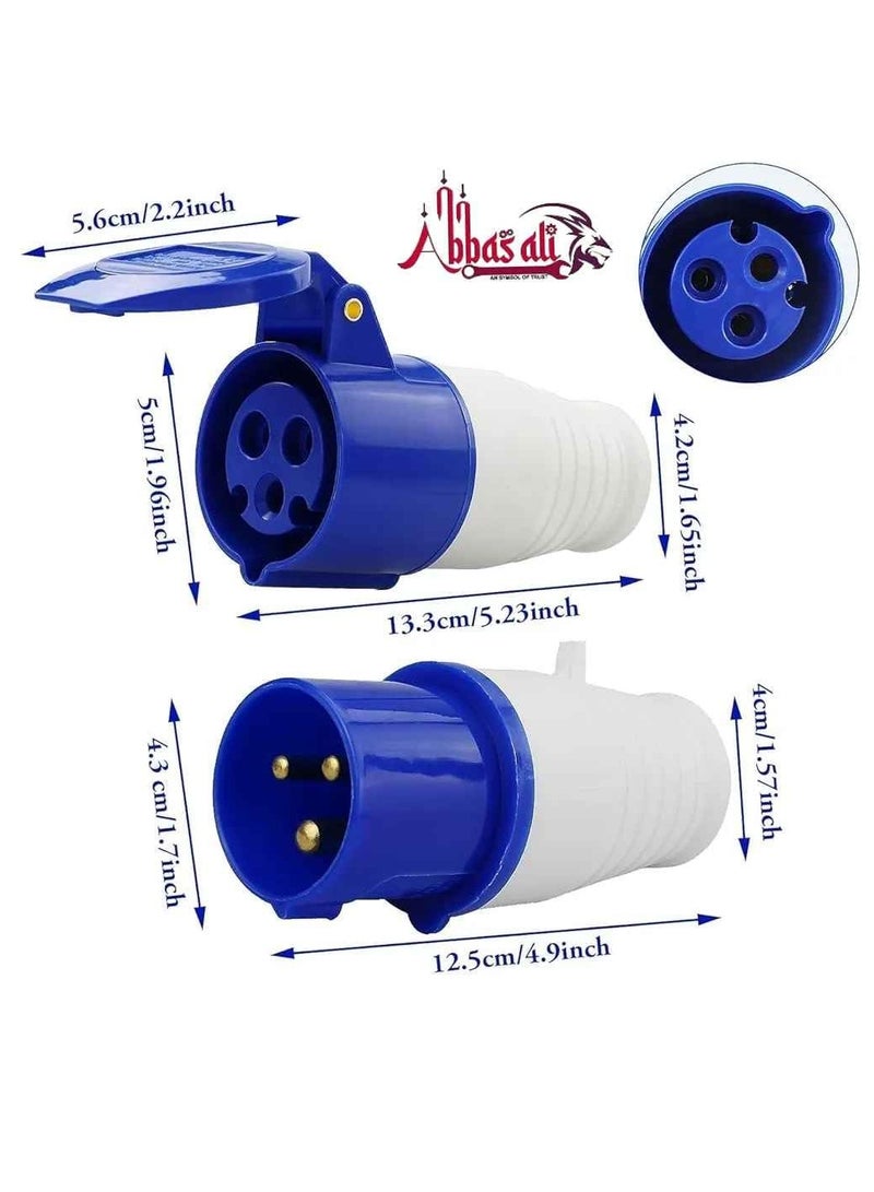 ABBASALI IP44 Industrial16A 230~240V Site Trailing Plug & Socket 3 Pin PCE Weather Proof Industrial Socket With 50Yards Mix Copper 2.5mmX3Core Cable,Tester,Gloves & Cable Cutter Use For Outdoor  - Image 2