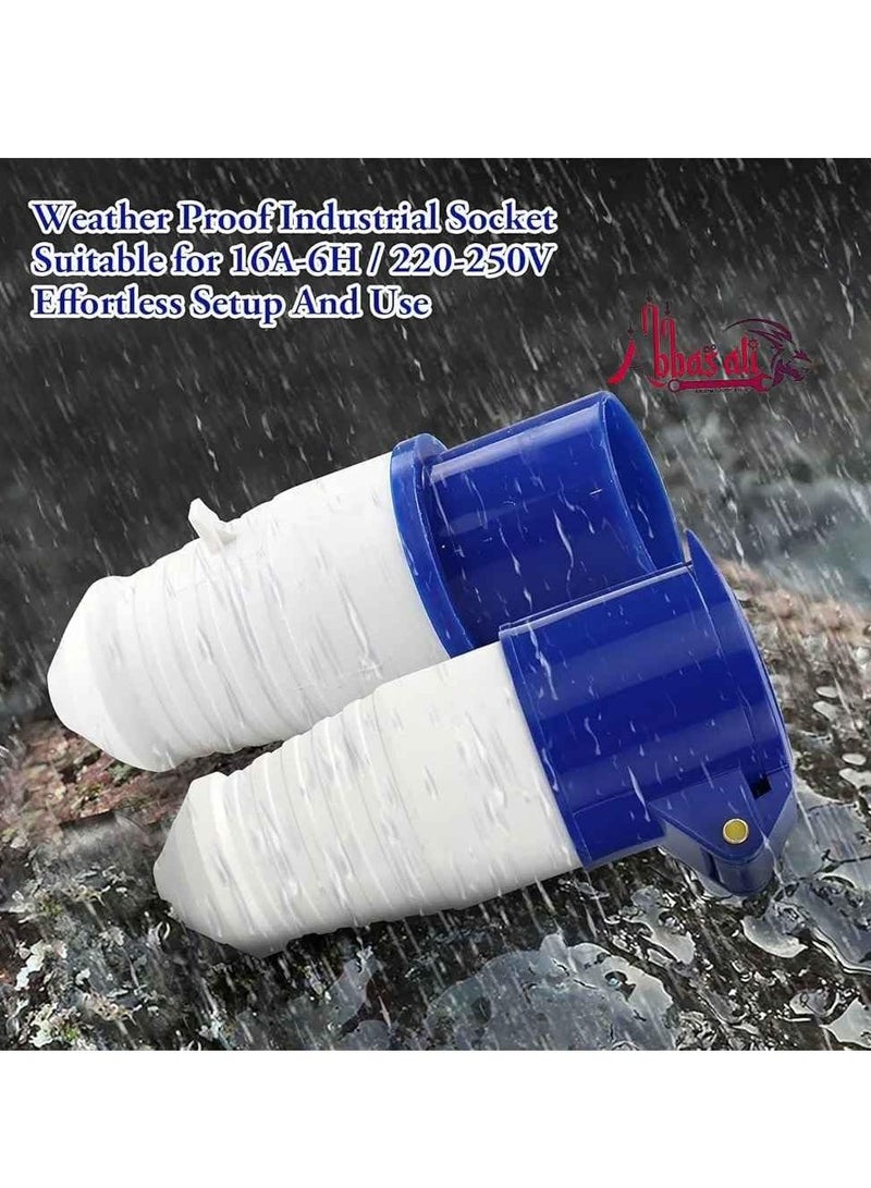 ABBASALI IP44 Industrial16A 230~240V Site Trailing Plug & Socket 3 Pin PCE Weather Proof Industrial Socket With 50Yards Mix Copper 2.5mmX3Core Cable,Tester,Gloves & Cable Cutter Use For Outdoor  - Image 3