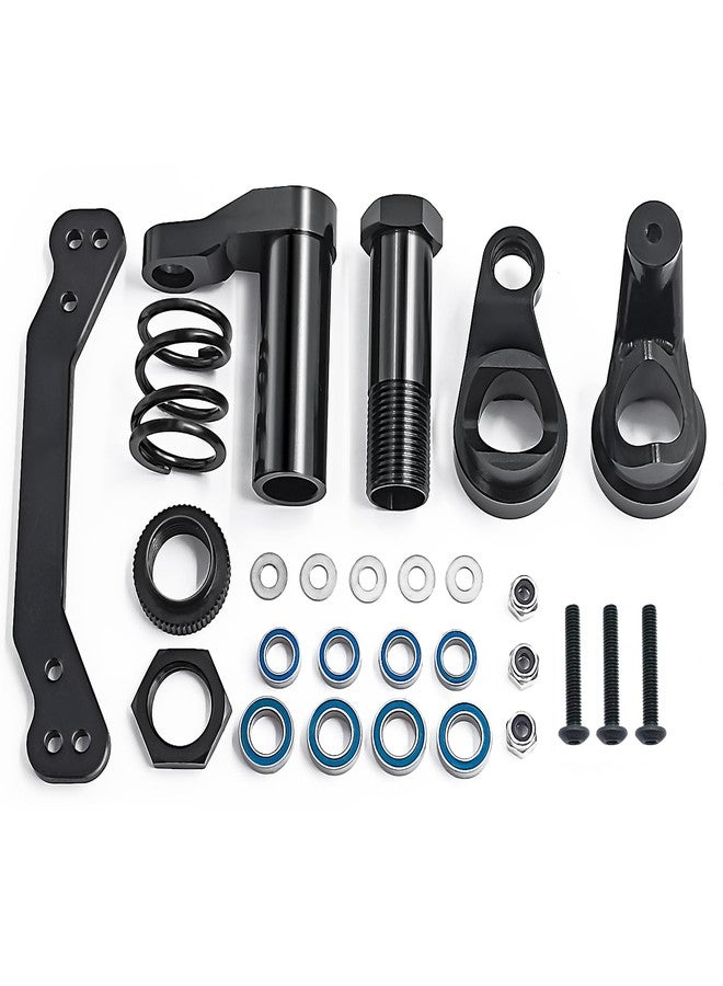 JGGZONE Aluminum 7075-T6 Steering Assembly + Steering Plate for Tra-xxas 1/8 4WD Sledge Monster Truck, Rc Car Upgrade Replacement Parts, Black - Image 1