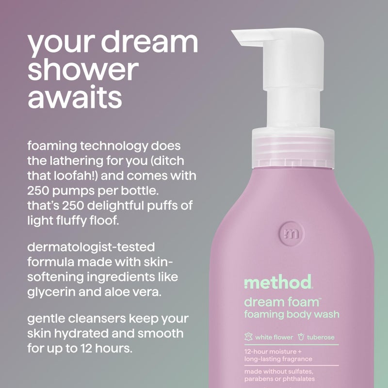 Method Dream Foam, Foaming Body Wash, White Flower + Tuberose, 13.5 oz - Image 2