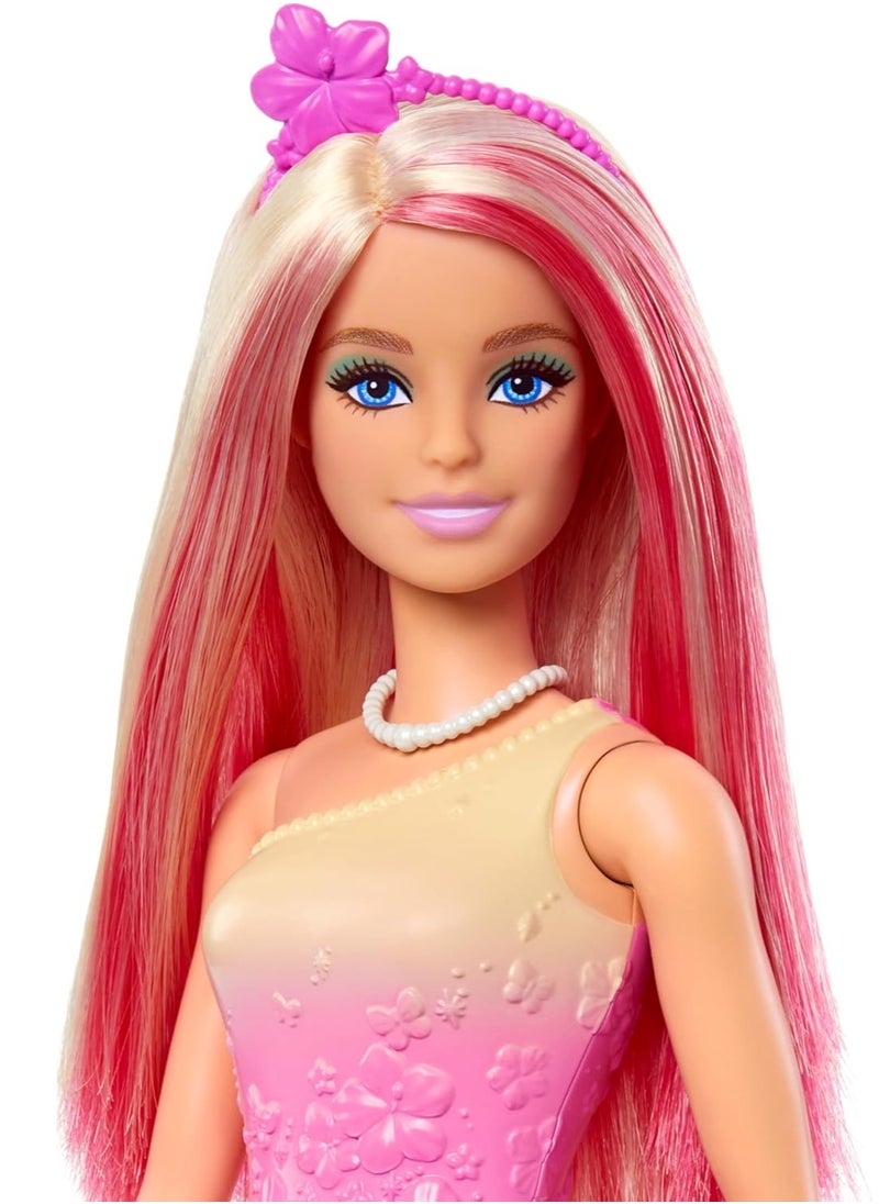 Barbie Barbie Royal Doll with Pink and Blonde Hair, Butterfly-Print Skirt and Accessories  - Image 2