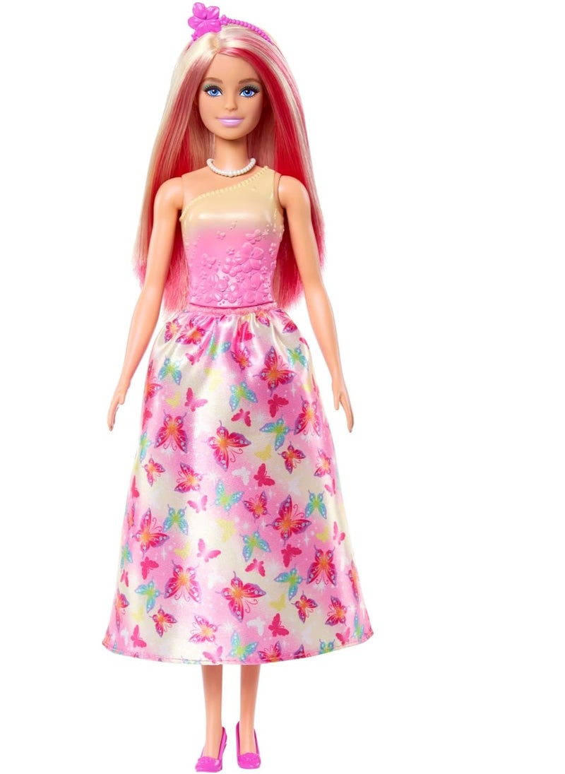 Barbie Barbie Royal Doll with Pink and Blonde Hair, Butterfly-Print Skirt and Accessories  - Image 3