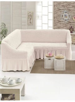 Heytgah Bürümcük L Corner Sofa Cover, Elastic, Standard Bürümcük L Corner Natural  - Image 1