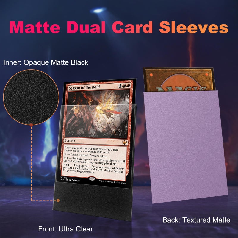 Proijeut 200 Pack Card Sleeves  Matte Dual Trading Card Sleeves With Opaque Back & Smooth Shuffle  Tear Resistant Card Protectors For Mtg  Tcg And Game Cards (Orchid Purple) - Image 2