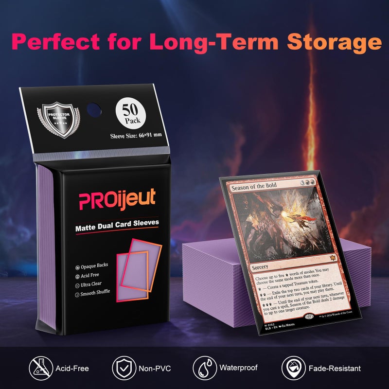 Proijeut 200 Pack Card Sleeves  Matte Dual Trading Card Sleeves With Opaque Back & Smooth Shuffle  Tear Resistant Card Protectors For Mtg  Tcg And Game Cards (Orchid Purple) - Image 4
