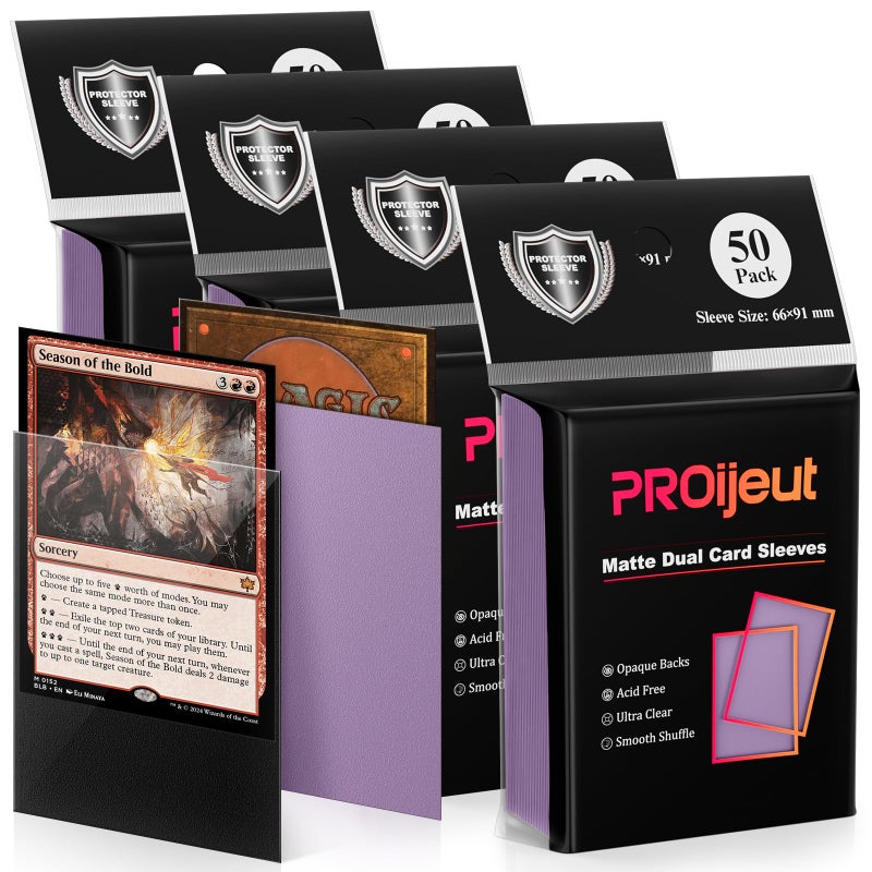 Proijeut 200 Pack Card Sleeves  Matte Dual Trading Card Sleeves With Opaque Back & Smooth Shuffle  Tear Resistant Card Protectors For Mtg  Tcg And Game Cards (Orchid Purple) - Image 1