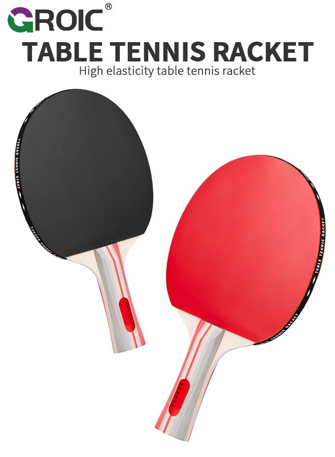 GROIC Table Tennis Racket Set – Includes 2-Pack Shakehand Ping Pong Paddles, 3 Balls, Storage Bag & Balls for Beginners, Training & Competition - Image 2