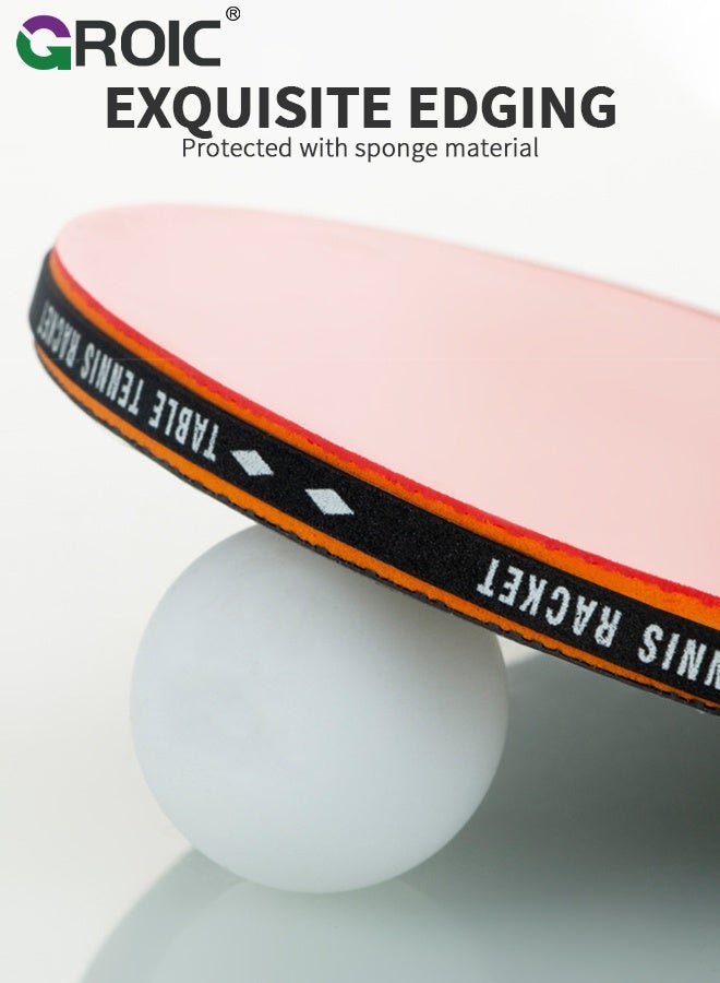 GROIC Table Tennis Racket Set – Includes 2-Pack Shakehand Ping Pong Paddles, 3 Balls, Storage Bag & Balls for Beginners, Training & Competition - Image 4
