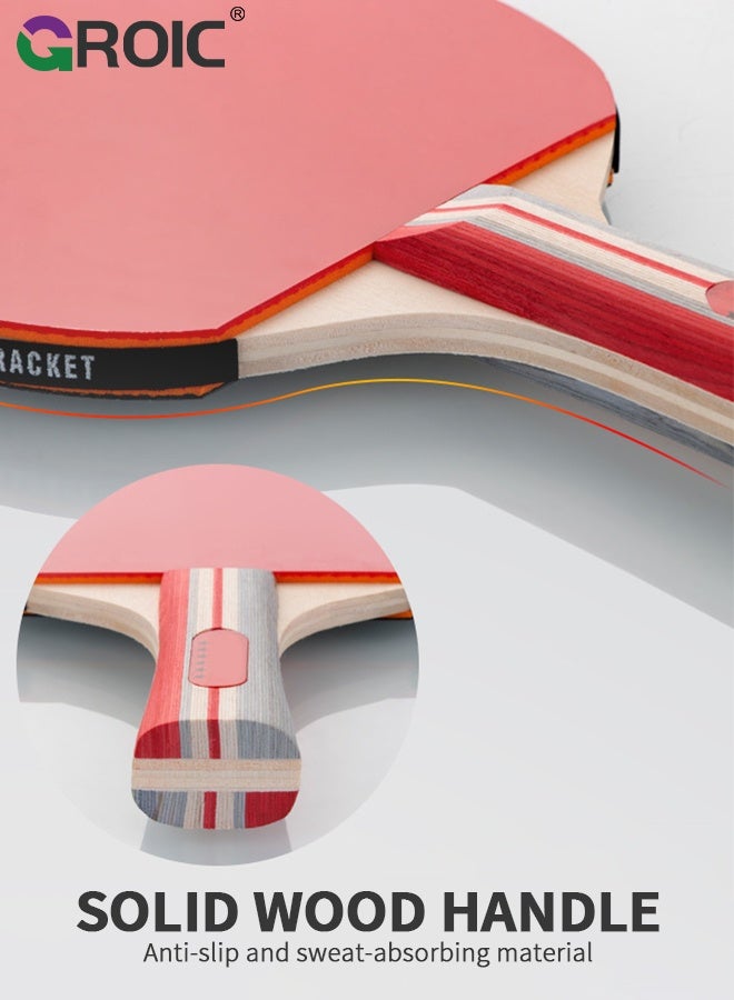 GROIC Table Tennis Racket Set – Includes 2-Pack Shakehand Ping Pong Paddles, 3 Balls, Storage Bag & Balls for Beginners, Training & Competition - Image 5