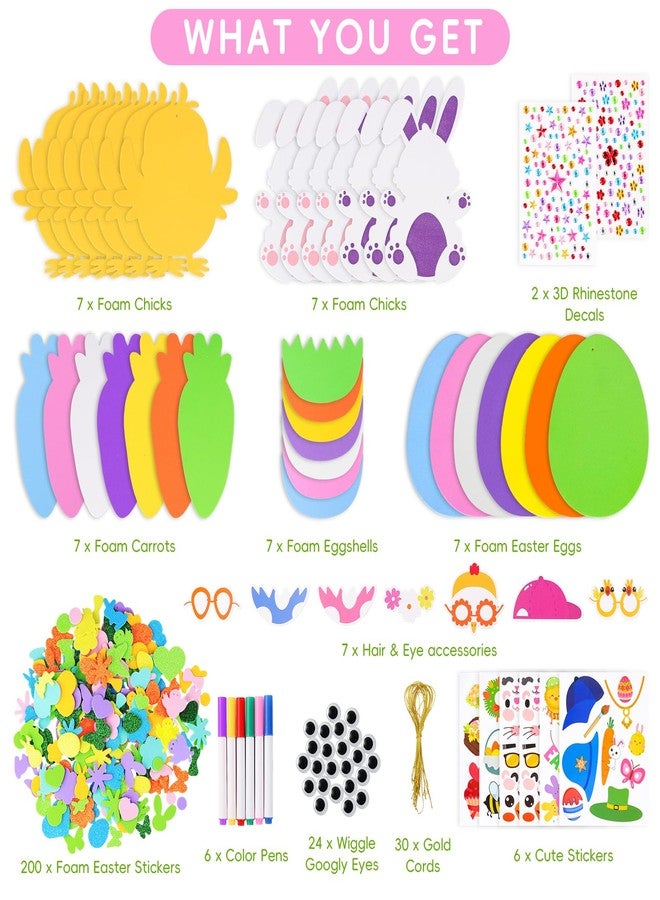 Garma 312 PCS Easter Foam Stickers Crafts Kit DIY Eggs Bunnies Chicks Carrots Easter Decorations Party Favors Supplies for Kids - Image 4