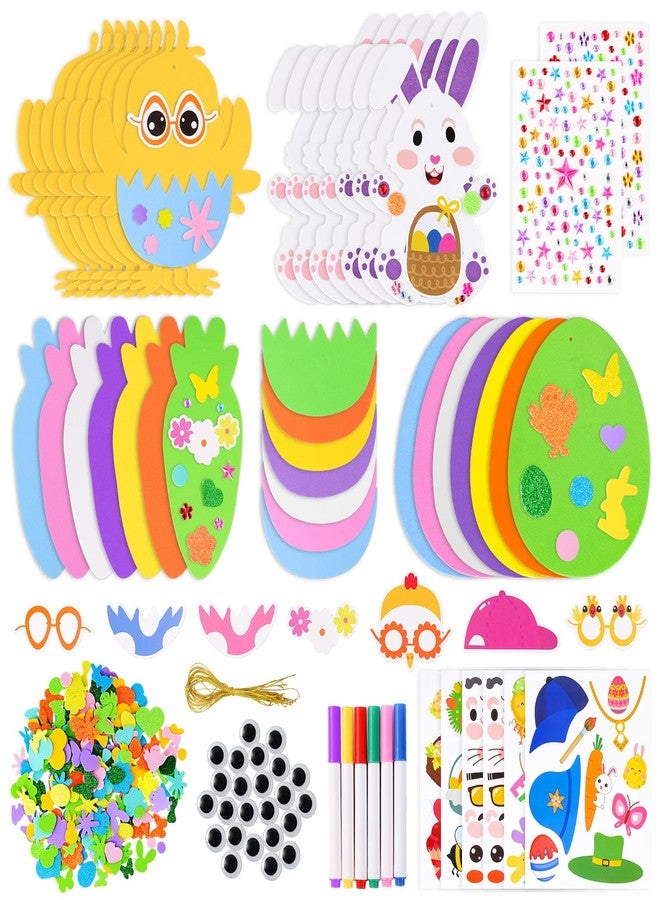 Garma 312 PCS Easter Foam Stickers Crafts Kit DIY Eggs Bunnies Chicks Carrots Easter Decorations Party Favors Supplies for Kids - Image 1