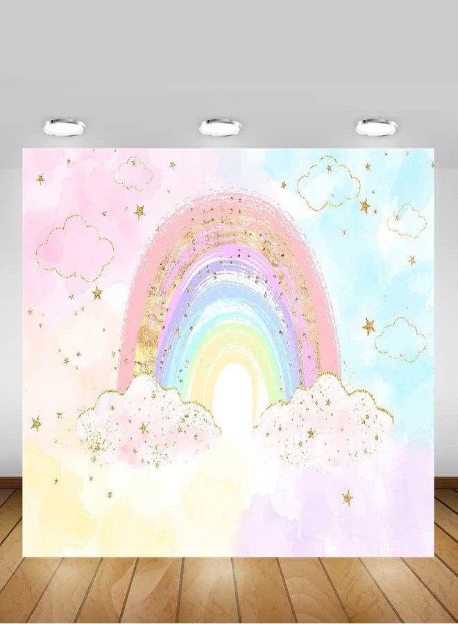 Mocsicka Rainbow Backdrop Colorful Rainbow Happy Birthday Party Decorations for Girl's Pastel Watercolor Birthday Cake Table Decor Party Supplies Photography Background (7x5ft (82x60 inch)) - Image 3
