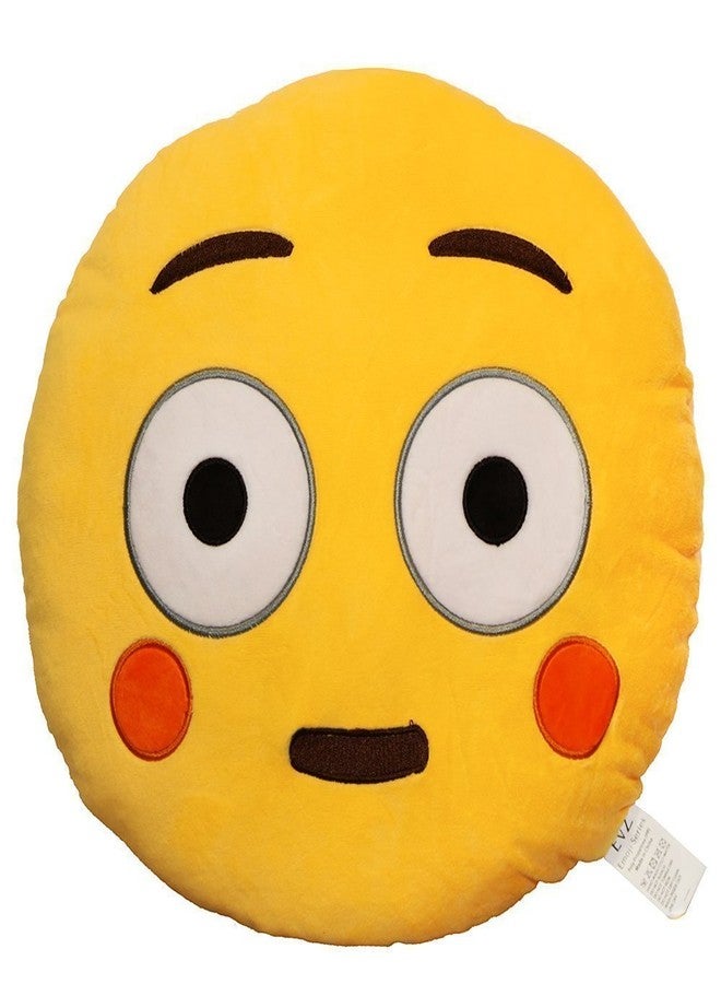 KIZDY Emoji Face Plush Cushion | Soft & Cute Smiley Emoticon Pillow for Kids & Home Decor, 22cm (Flushed, Pack of 1)