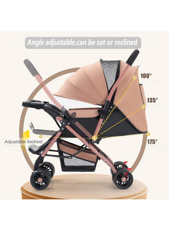 HI-FINE Baby Stroller for toddlers 0-3 years,One-click Foldable Lightweight Infant Travel Stroller With Storage Basket,Multi-Postion Reclining Seat,Comfortable and Shock Absorbent Black - Image 2