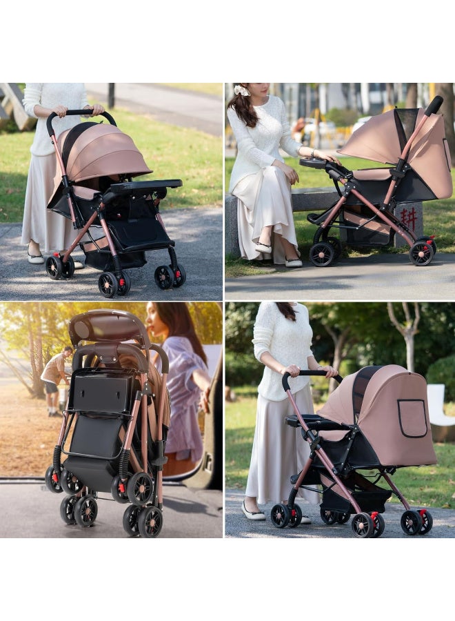 HI-FINE Baby Stroller for toddlers 0-3 years,One-click Foldable Lightweight Infant Travel Stroller With Storage Basket,Multi-Postion Reclining Seat,Comfortable and Shock Absorbent Black - Image 5