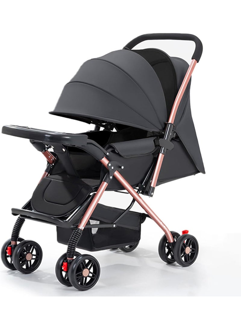 HI-FINE Baby Stroller for toddlers 0-3 years,One-click Foldable Lightweight Infant Travel Stroller With Storage Basket,Multi-Postion Reclining Seat,Comfortable and Shock Absorbent Black - Image 1