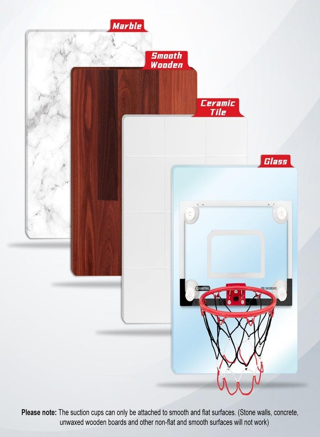 BOHEN Indoor Mini Basketball Hoops with Powerful Suction Cup, Stick to Windows, Wooden Doors, Smooth Walls - Basketball Backboard Toy Indoor Bedroom Office for Kids Teens Adults (Clear No Scorer) - Image 4